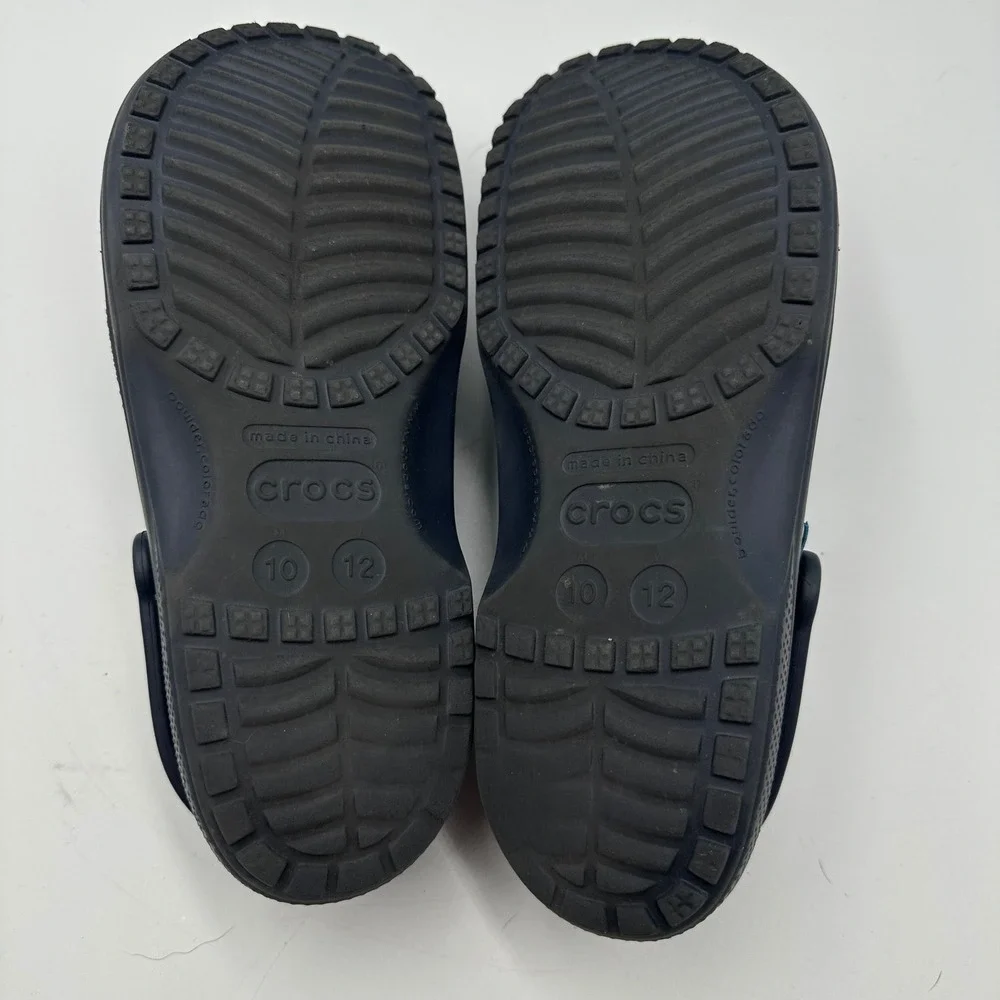 Crocs Classic Clog Mens 10 Womens 12 Navy Blue Slip On Comfort Water Shoes